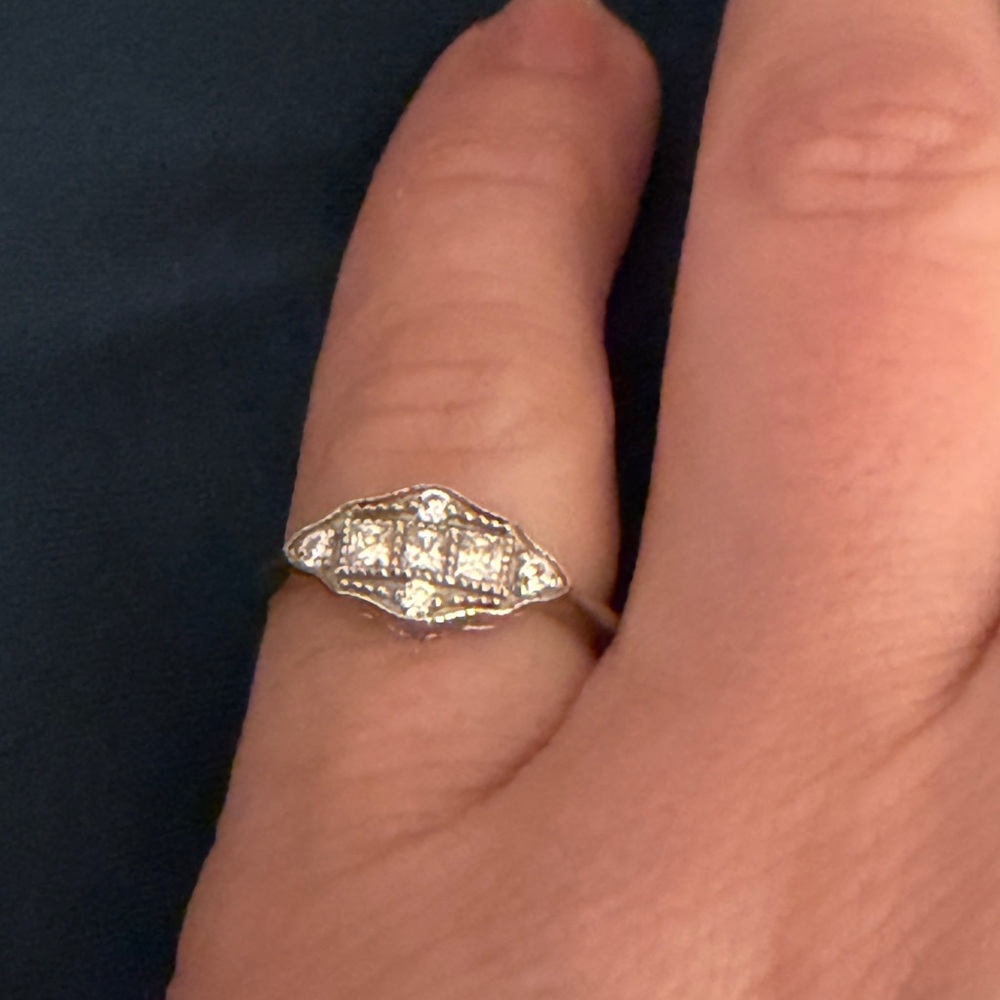 Art Deco Silver Moissanite Ring